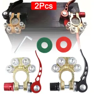 2Pcs Car Battery Terminal Connectors Quick Release Disconnect 12V 24V Positive Negative Battery Cable Ends for SAE/JIS Type Car