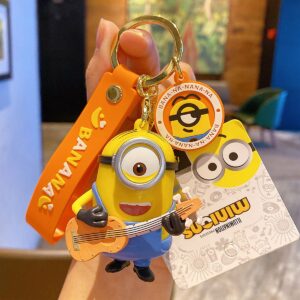 Music yellow buddy keychain bag charm with guitar