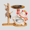 Lucky Cat Key Holder with Wooden Rack, Cute Entryway Organizer for Glasses, Watches & Jewelry - product image 1