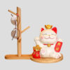 Lucky Cat Storage Tray with Wooden Rack, Key Holder & Entryway Organizer - product image 1