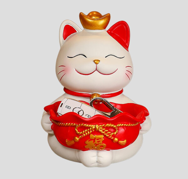 Lucky cat storage bowl key holder for keys coins candy and jewelry