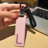 L initial leather keychain in pink