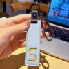 S initial leather keychain in blue
