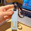 U initial leather keychain in blue