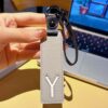 Y initial leather keychain in gray