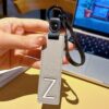 Z initial leather keychain in gray