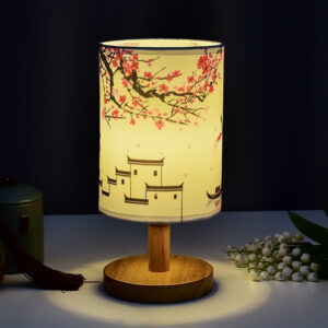 Red Plum Blossom chinese floral led night light table lamp