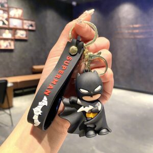 Comic Hero Figure Keychain Bag Charm - Black Masked Hero