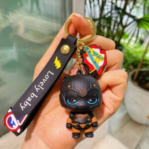 Superhero Style Figure Keychain Collection - Black Panther Style Hero