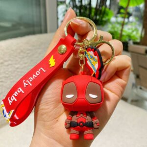 Superhero Style Figure Keychain Collection - Red Mask Hero - Brown Eyes